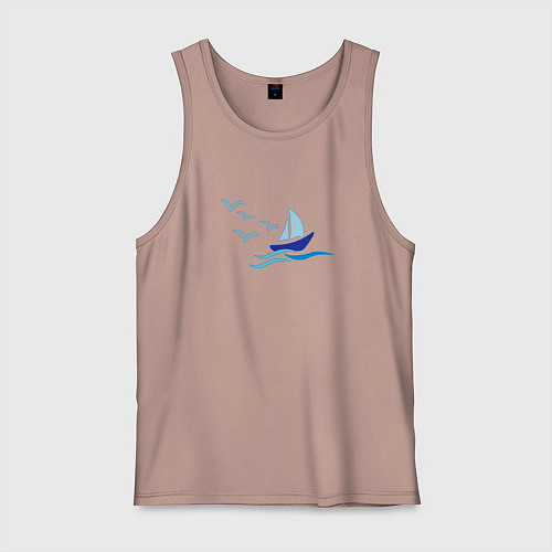 Мужская майка Яхта в море с парусами / Пыльно-розовый – фото 1