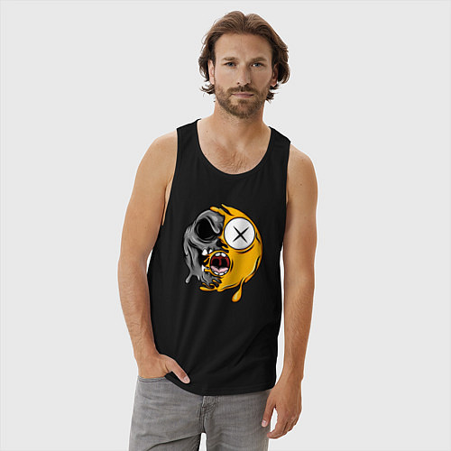 Мужская майка Smile funny / Черный – фото 3