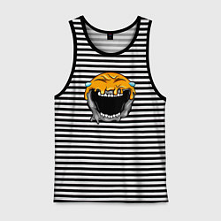 Майка мужская хлопок Смеющийся смайл, цвет: черная тельняшка