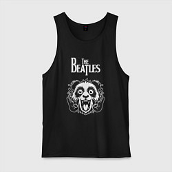 Майка мужская хлопок The Beatles rock panda, цвет: черный