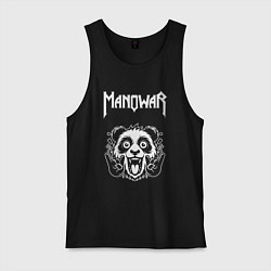 Майка мужская хлопок Manowar rock panda, цвет: черный