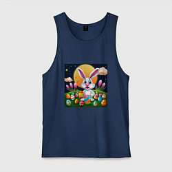 Майка мужская хлопок Ушастик и луна, цвет: тёмно-синий