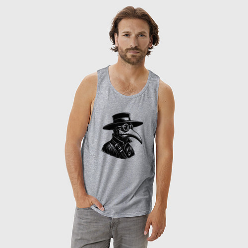 Мужская майка Человек в маске чумного доктора / Меланж – фото 3