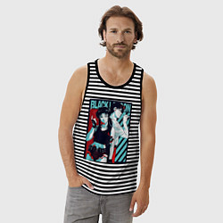 Майка мужская хлопок Пираты Чёрной лагуны, цвет: черная тельняшка — фото 2