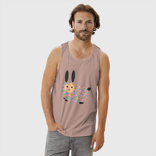Мужская майка Разноцветный зайчик / Пыльно-розовый – фото 3