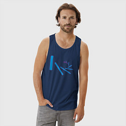 Майка мужская хлопок Летящие вокруг прямоугольные палочки, цвет: тёмно-синий — фото 2