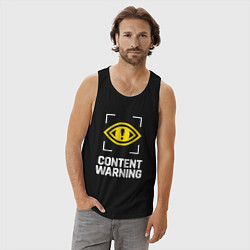 Майка мужская хлопок Content Warning logo, цвет: черный — фото 2