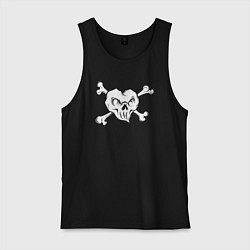 Майка мужская хлопок Heart skull, цвет: черный