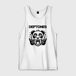 Майка мужская хлопок Deftones - rock panda, цвет: белый