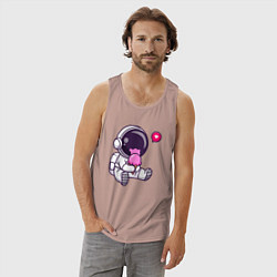 Майка мужская хлопок Космонавт и мороженое, цвет: пыльно-розовый — фото 2