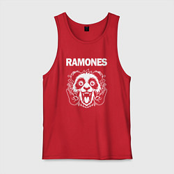 Майка мужская хлопок Ramones rock panda, цвет: красный