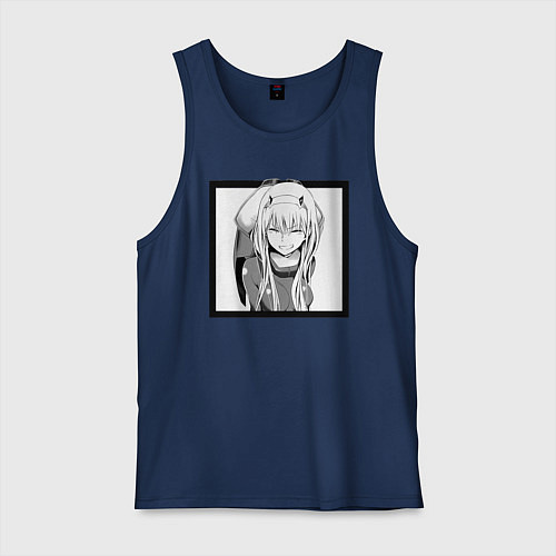 Мужская майка Зеро Ту улыбается / Тёмно-синий – фото 1