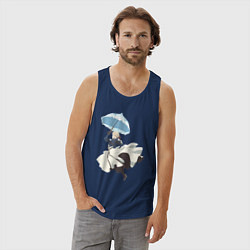 Майка мужская хлопок Вайолет Эвергарден автозапоминающая кукла, цвет: тёмно-синий — фото 2