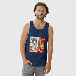 Майка мужская хлопок Кошка жена аниме мем, цвет: тёмно-синий — фото 2