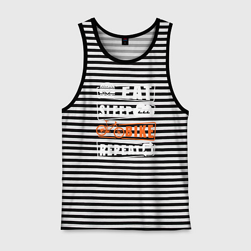 Мужская майка Еда сон велосипед / Черная тельняшка – фото 1