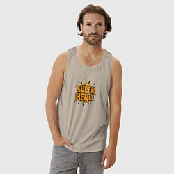 Майка мужская хлопок Энергия супергероя, цвет: миндальный — фото 2