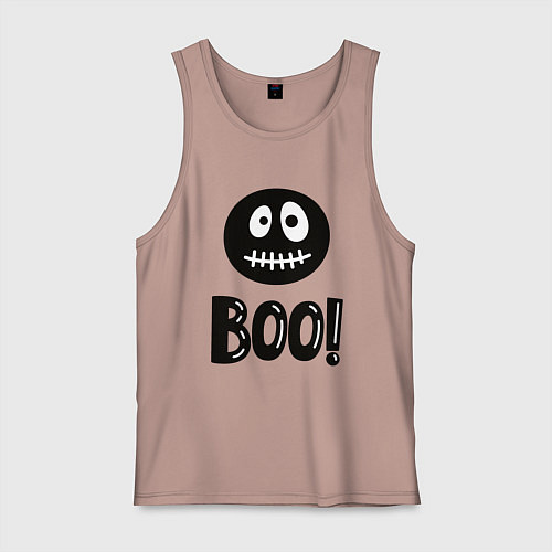 Мужская майка Страшный черный смайлик: Буу! / Пыльно-розовый – фото 1