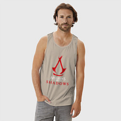 Майка мужская хлопок Assassins creed shadows logo, цвет: миндальный — фото 2