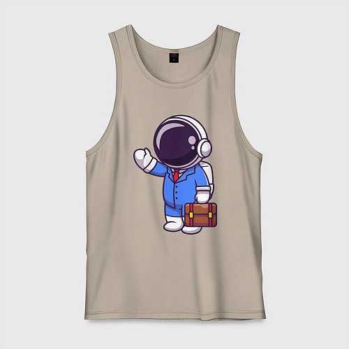 Мужская майка Космонавт с чемоданом / Миндальный – фото 1