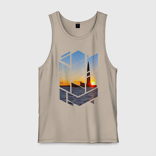 Мужская майка Лахта центр в Санкт-Петербурге / Миндальный – фото 1