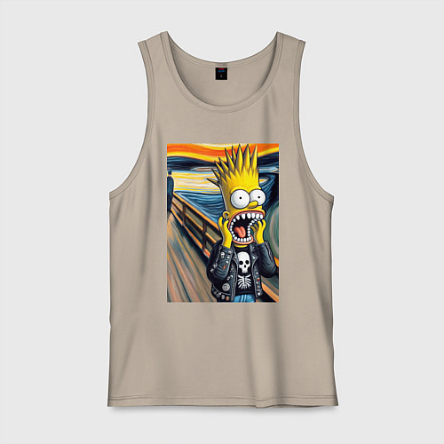Мужская майка Барт Симпсон кричит - мем нейросеть / Миндальный – фото 1