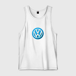 Майка мужская хлопок Volkswagen logo blue, цвет: белый