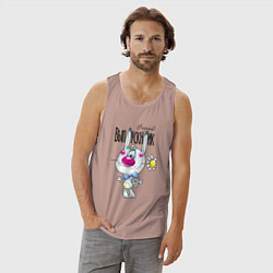 Майка мужская хлопок Заяц - лучший выпускник, цвет: пыльно-розовый — фото 2