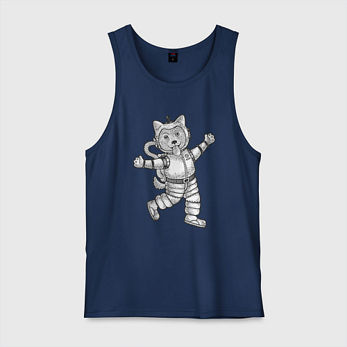 Мужская майка Пёсик астронавт / Тёмно-синий – фото 1