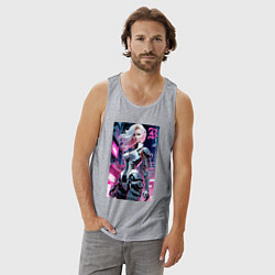 Майка мужская хлопок Pretty Barbie blond - cyberpunk ai art, цвет: меланж — фото 2