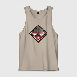 Майка мужская хлопок Hong Kong adventure, цвет: миндальный