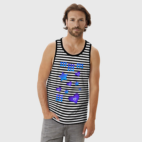 Мужская майка Фигурный рисунок / Черная тельняшка – фото 3