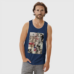 Майка мужская хлопок Нана Осаки коллаж, цвет: тёмно-синий — фото 2