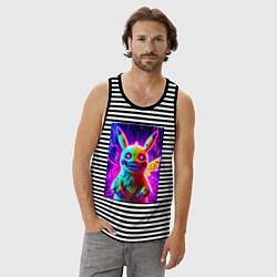 Майка мужская хлопок Пикачу монстр - хэллоуинский хоррор, цвет: черная тельняшка — фото 2