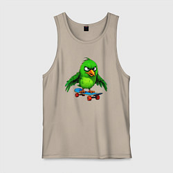 Майка мужская хлопок Зелёный скейтбордист, цвет: миндальный