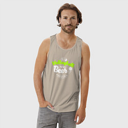 Майка мужская хлопок Волейбол и пиво, цвет: миндальный — фото 2