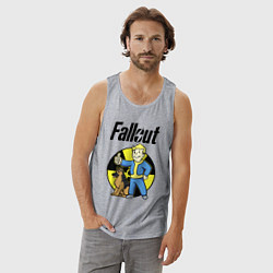 Майка мужская хлопок Vault boy and dog, цвет: меланж — фото 2
