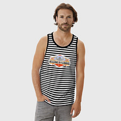 Майка мужская хлопок Стамбул - добро пожаловать, цвет: черная тельняшка — фото 2