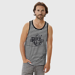 Майка мужская хлопок Стиль рок-н-ролл, цвет: черная тельняшка — фото 2