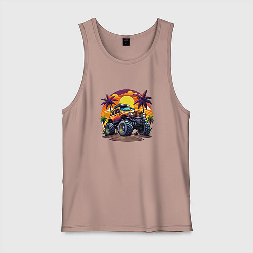 Мужская майка Машина монстр 4х4 / Пыльно-розовый – фото 1