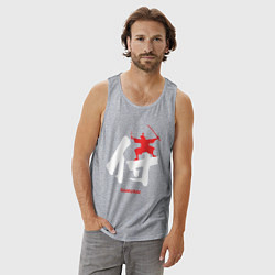 Майка мужская хлопок Иероглиф красный самурай, цвет: меланж — фото 2