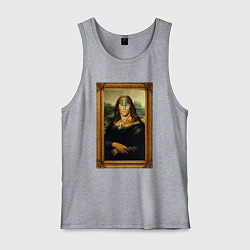 Майка мужская хлопок Шварценеггер в образе мона лизы, цвет: меланж