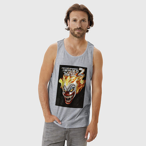 Мужская майка Twisted metal 2 - clown head / Меланж – фото 3
