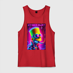 Майка мужская хлопок Cyber Bart - neon glow fantasy, цвет: красный