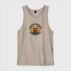 Майка мужская хлопок Бронсон-тяжело быть холодным когда ты огонь, цвет: миндальный