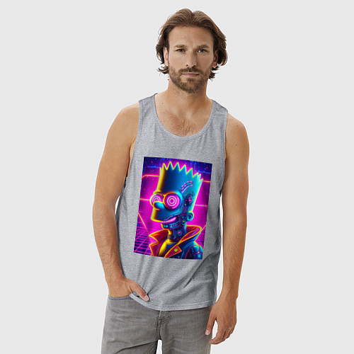 Мужская майка Биоробот Барт - неоновое свечение / Меланж – фото 3