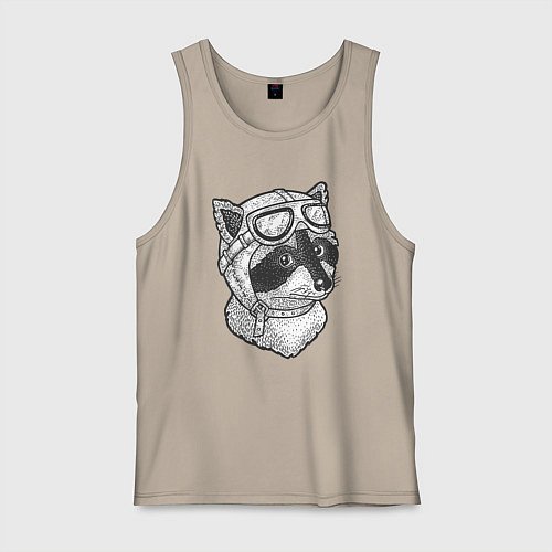 Мужская майка Енотик лётчик / Миндальный – фото 1