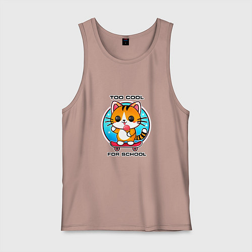 Мужская майка Кот на скейте с мороженным / Пыльно-розовый – фото 1