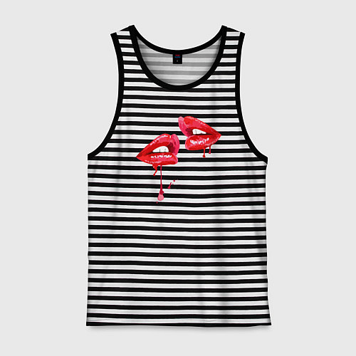 Мужская майка Sexy lips / Черная тельняшка – фото 1