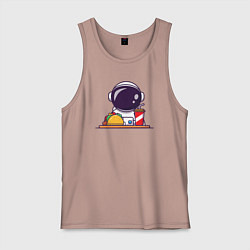 Майка мужская хлопок Космический фастфуд, цвет: пыльно-розовый