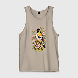 Мужская майка Черноголовый щегол среди цветов
